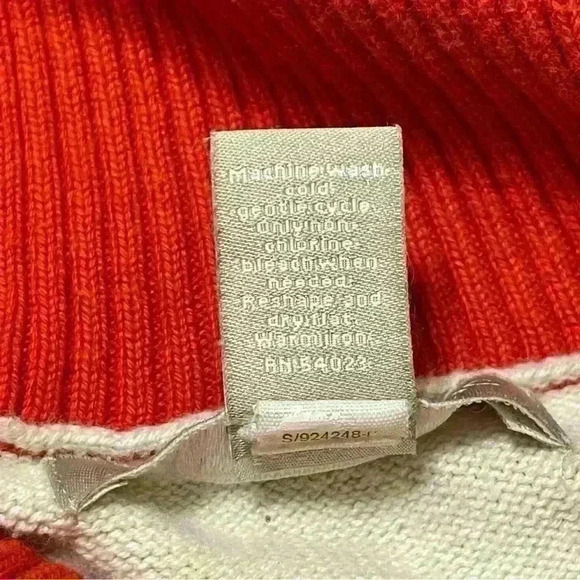 Banana Republic Sweater Women's Size M Cowl Neck Orange Striped Button Preppy - Picture 9 of 9